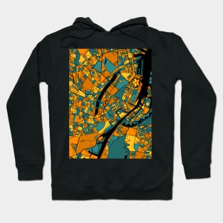 Copenhagen Map Pattern in Orange & Teal Hoodie